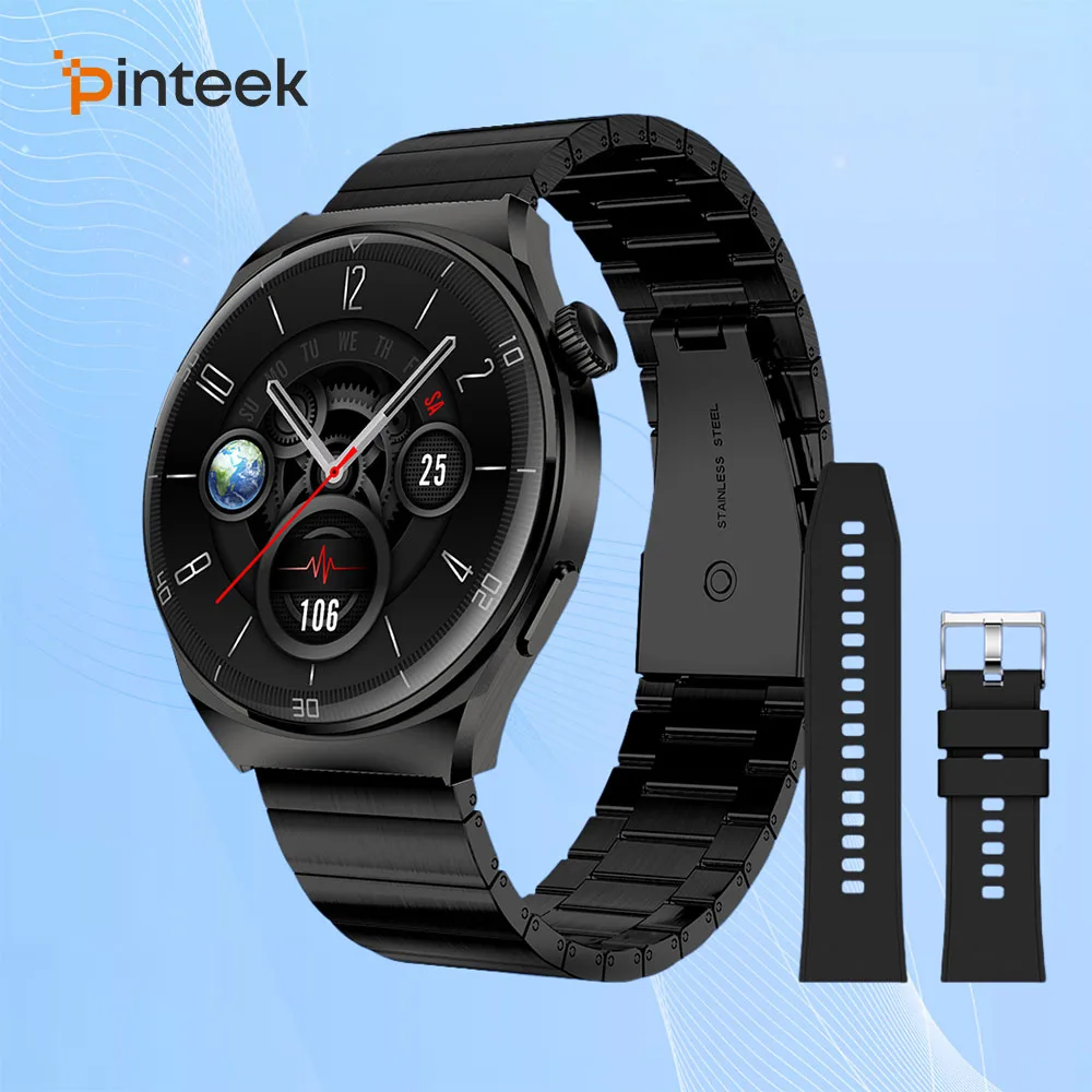 

Pinteek Smart watch with AMOLED screen, call, message reminder, music control and other functions, compatible with ios/android