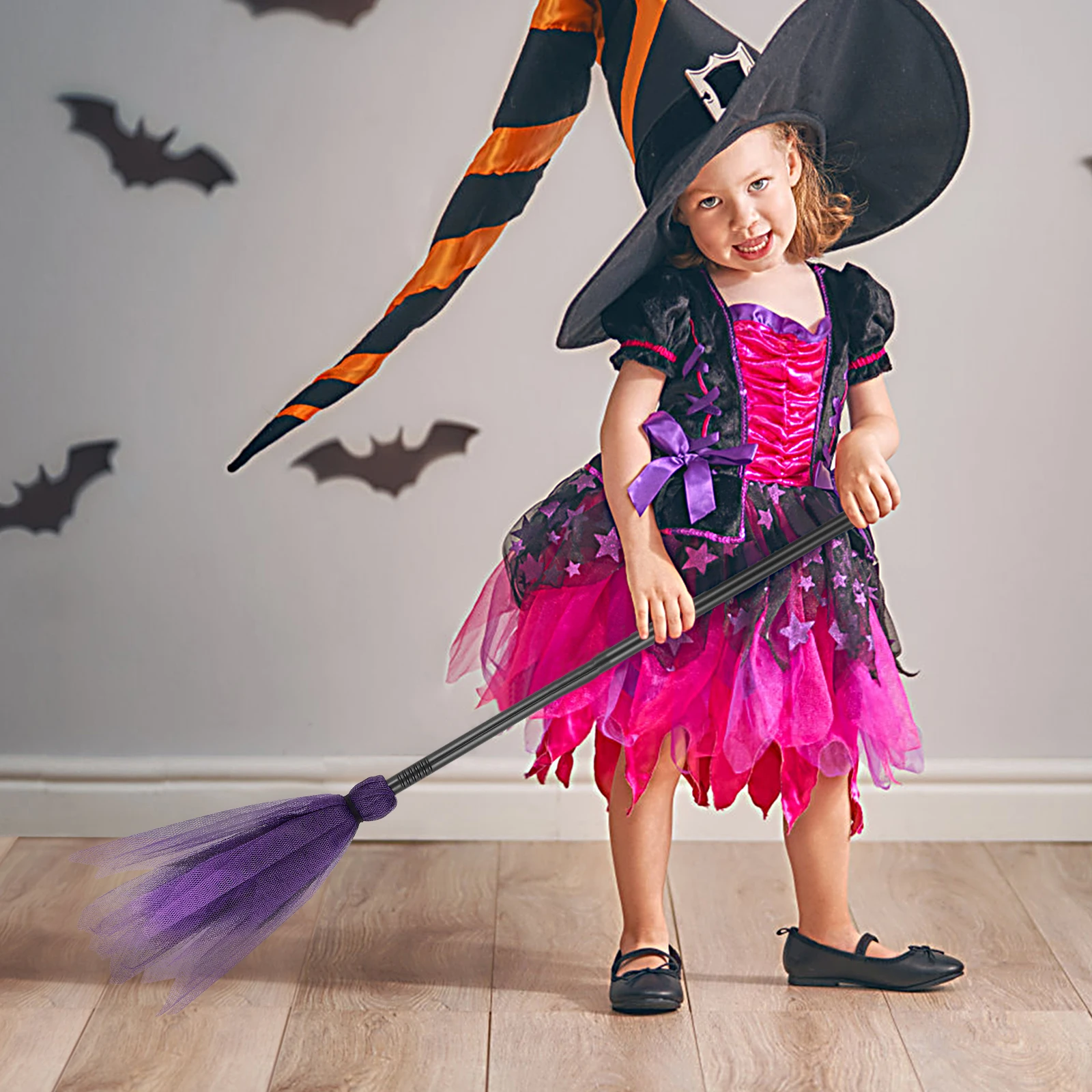 

Plastic Mesh Halloween Witch Broom 3Pcs Cosplay Costume Party Accessory Craft Decor Prop For Carnival Role Play Masquerade Stage