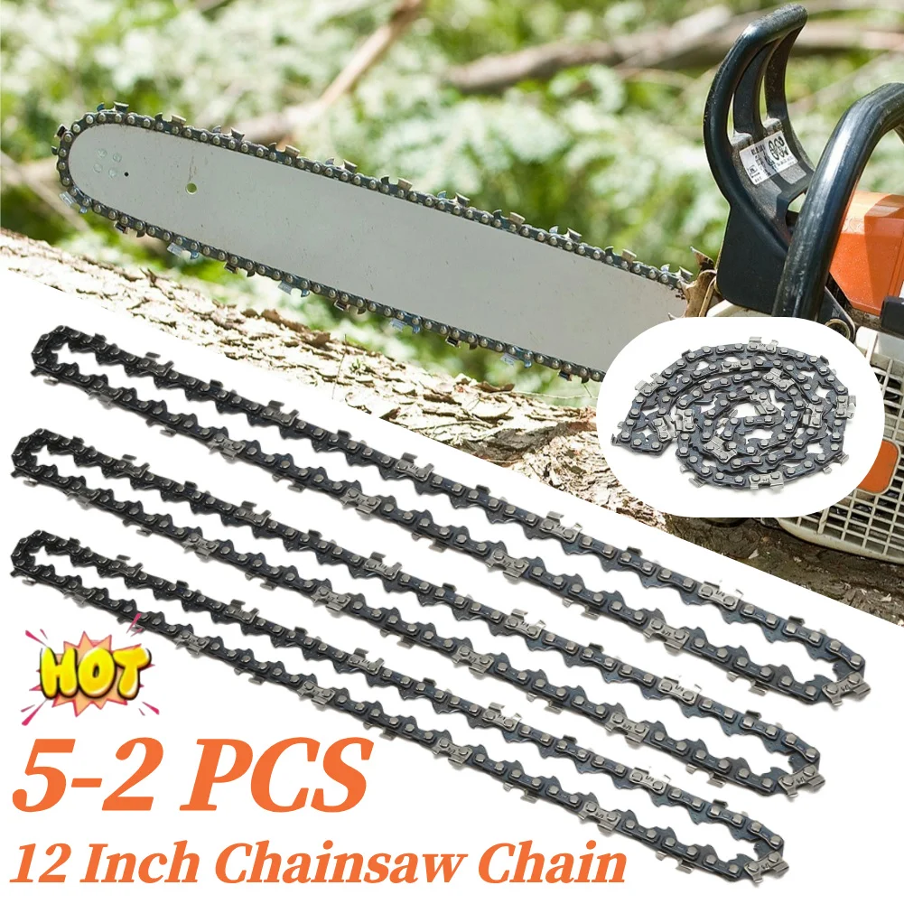 

5-2PCS 12 Inch Metal Chainsaw Chain 45 Drive Links Replacement Chainsaw Saw Chain 3/8inch Pitch Chainsaw Electric Saw Accessory