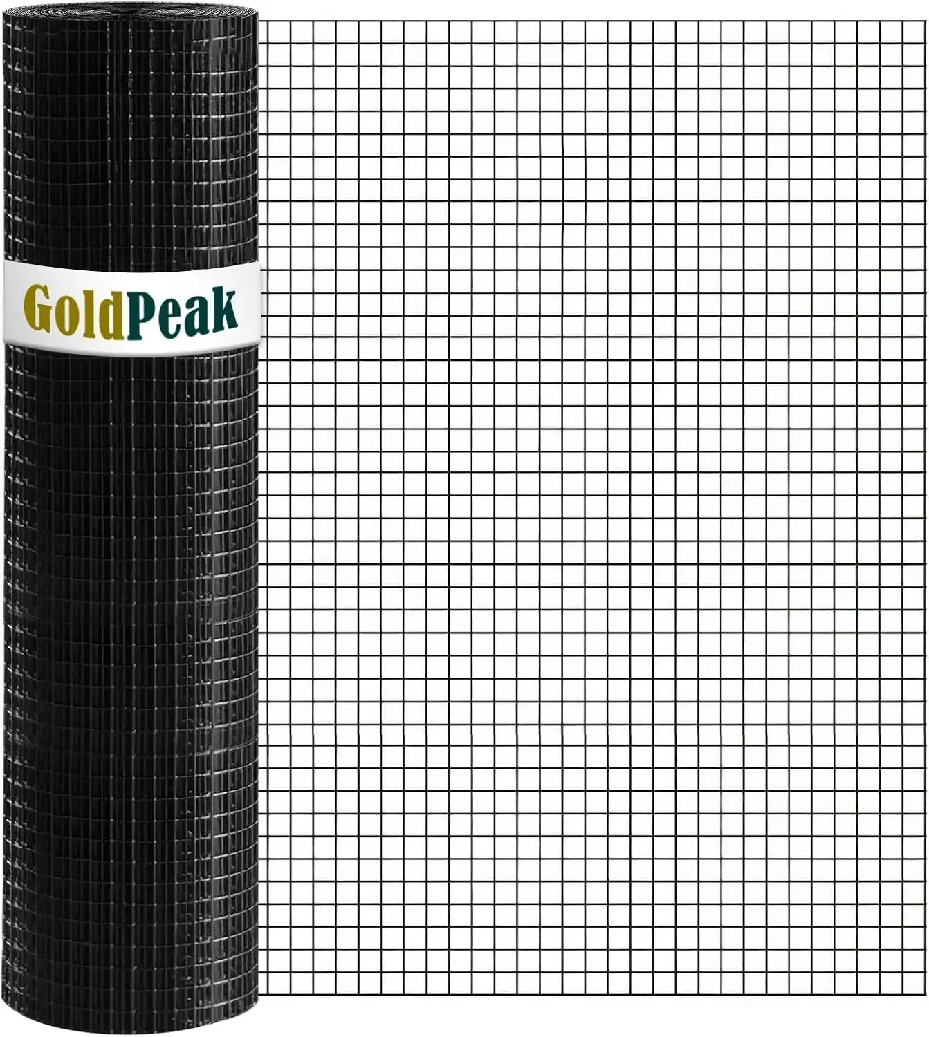 GoldPeak Black Hardware Cloth 1/2 inch 48 inch x 100 Foot 19 Gauge - Vinyl Coated Welded Wire Mesh Roll Chicken Wire Fencing Gar