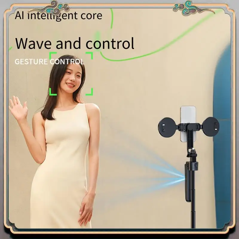 

1 Piece Ai Auto Tracking Selfie Stick Automatic Tracking Black Aluminum Alloy Live Phone Holder Bluetooth 5.0 Gimbal Stabilizer