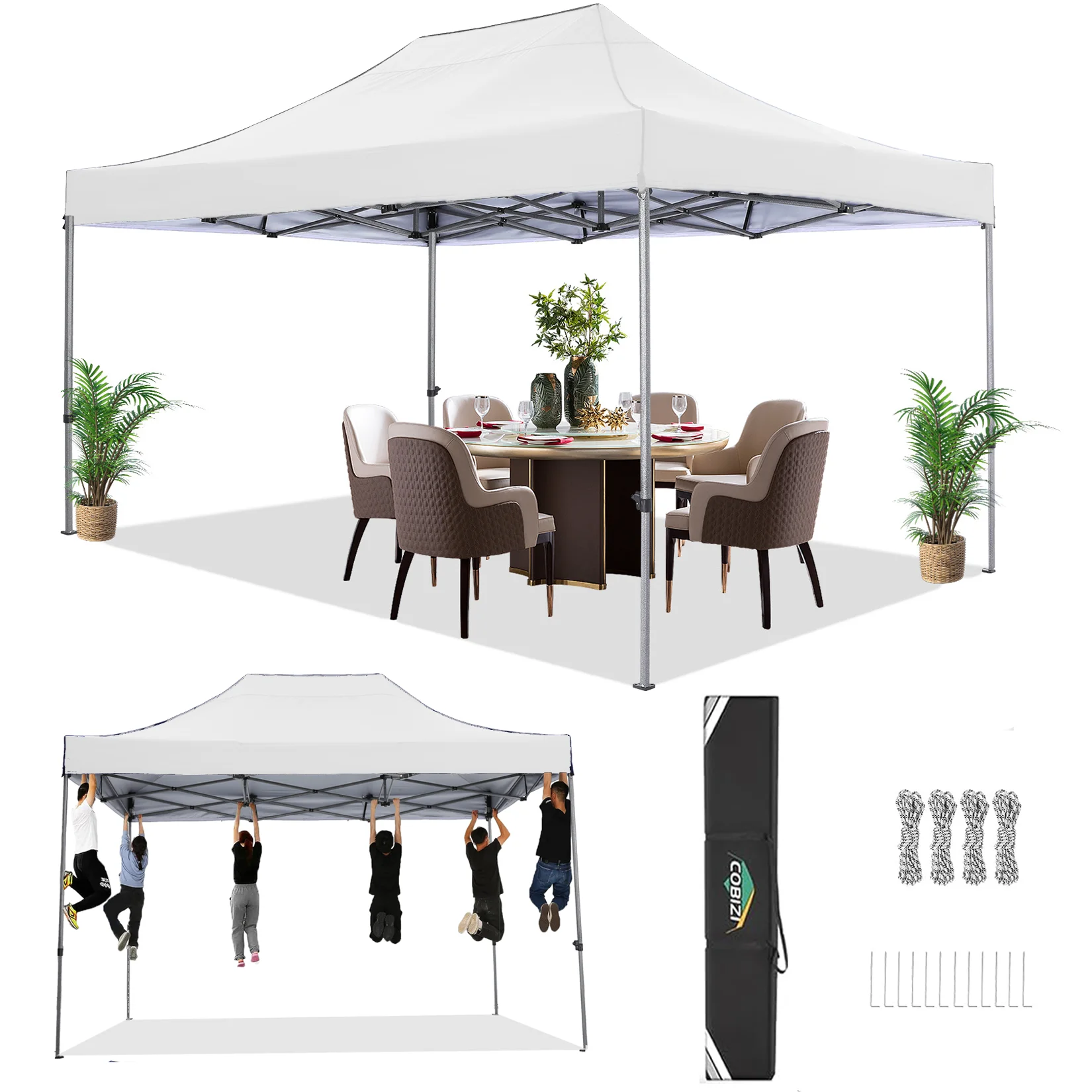 10x15 Heavy Duty Pop up Canopy Tent Easy Up Commercial Outdoor Canopy Wedding Party Tents for Parties All Season Wind Gazebo