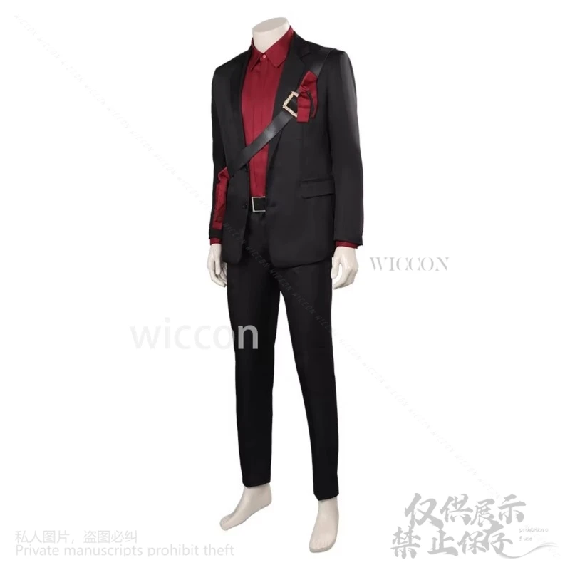 Cos Kenshi Takahashi Косплей Аниме Игра Mortal Kombat Костюм Красная Рубашка Черное Пальто Брюки Сумка Парики Для Хэллоуина Индивидуальные