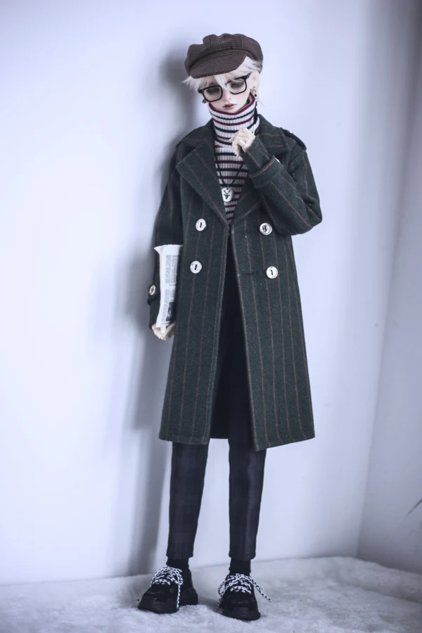 BJD Doll Clothes Army Green Bottom Yellow Stripe Double Breasted Coat For 1/3 BJD SD DD SD17 POPO68 Uncle SSDF Dragon Soul73