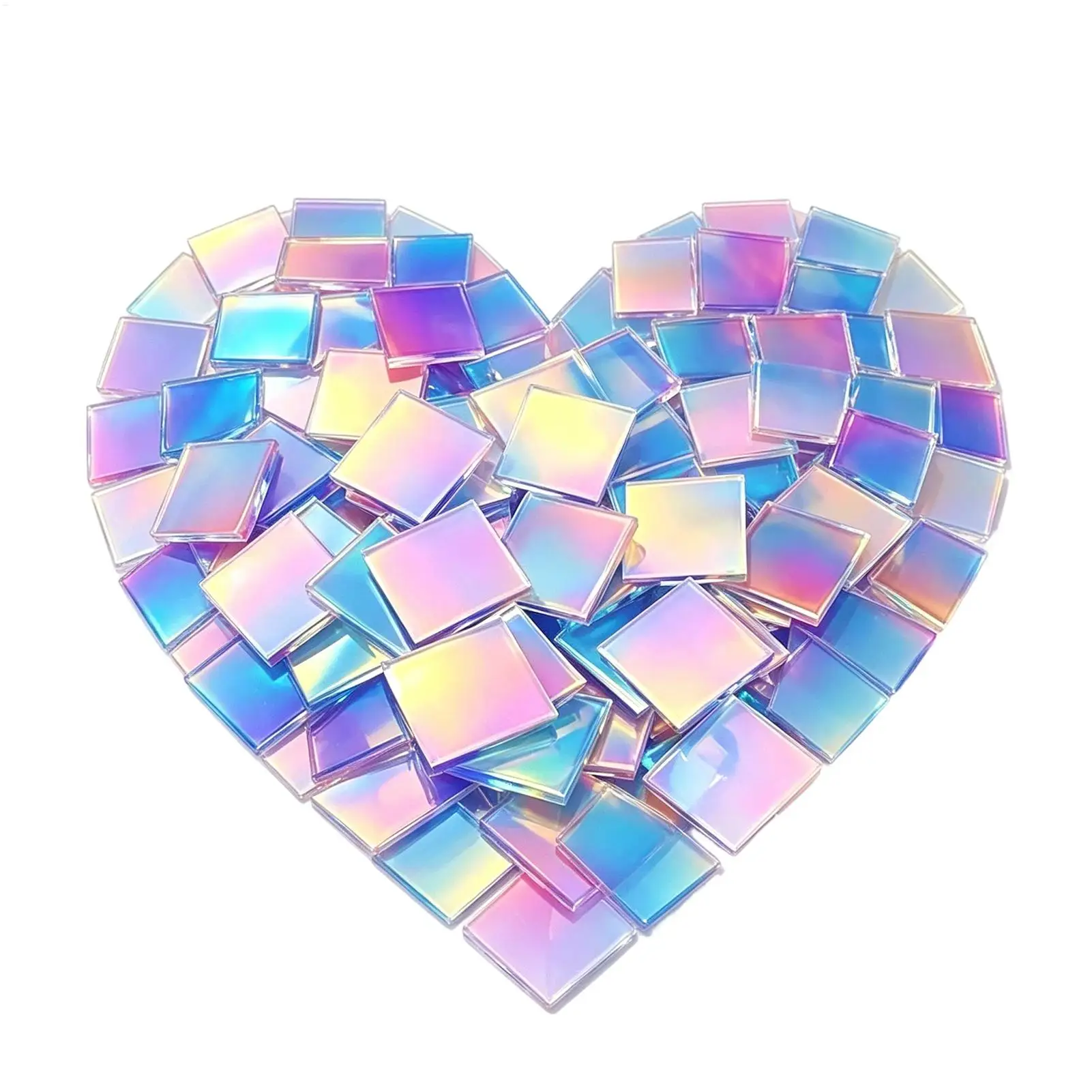 100 Stück Holographische Acrylquadrate Leichtgewichtige Bunte Regenbogen-Acrylplatten für Frauen Männer Harz-Mosaik-Kunst Schmuck – Detail 8