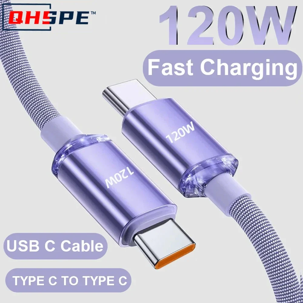 

120W USB A to C Fast Charging Cable for Xiaomi Samsung OPPO etc, Data Sync Charger Cord 120W PD QC3.0