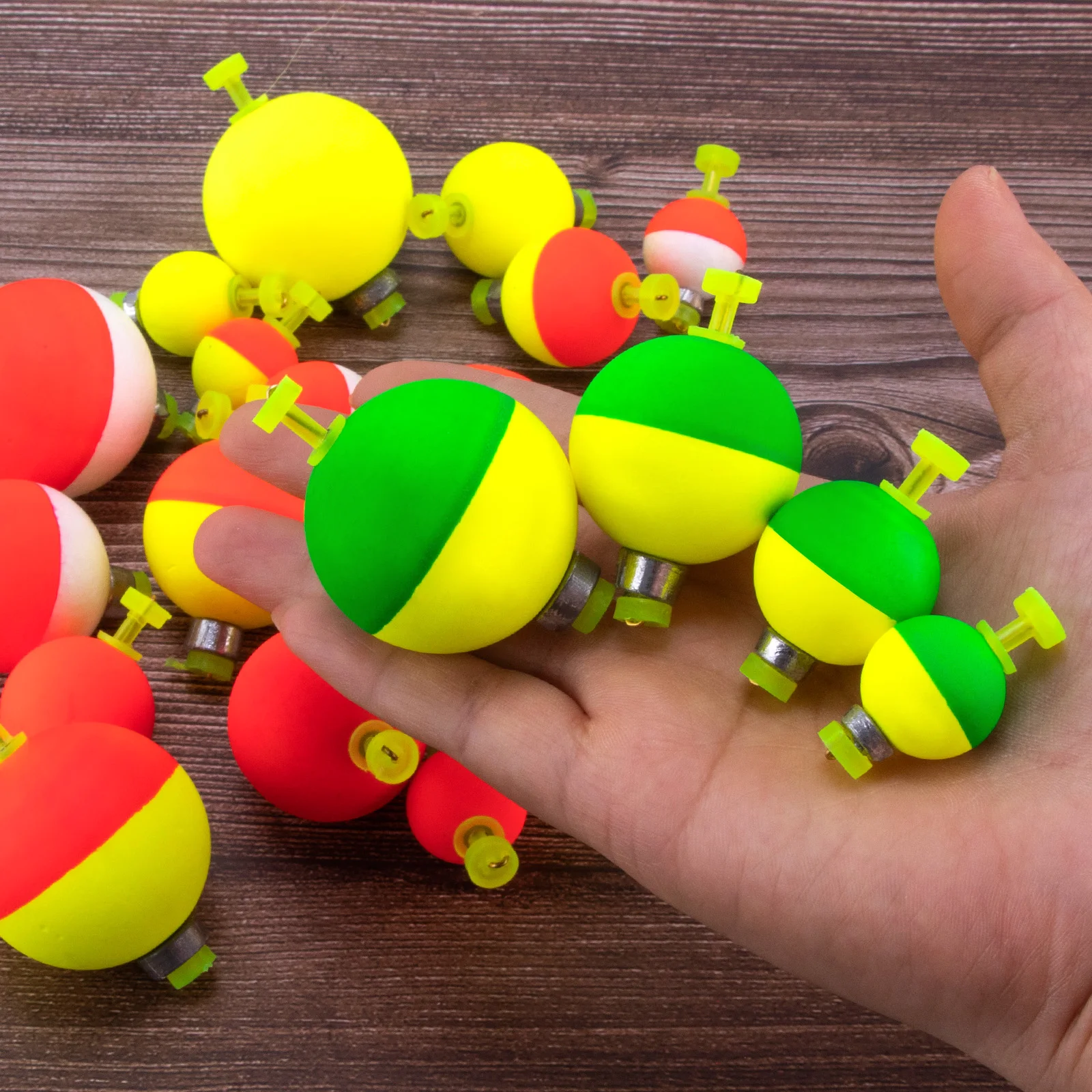 15-pcs-forma-redonda-flutuador-de-pesca-ponderado-bobber-eva-espuma-flutuador-snap-on-flutua-rolhas-indicadores-de-greve-para-tipo-baixo-panfish