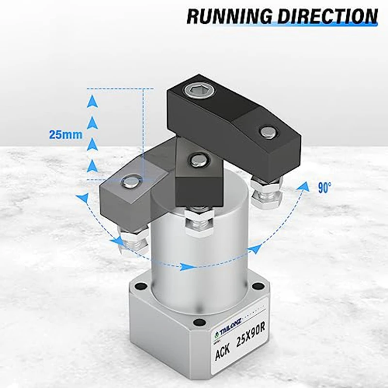 Pneumatic Right-Turn Cylinder Pneumatic Rotation Angle 90 Degree Clamping Rotation Angle Cylinder ACK25X90R Durable Easy Install