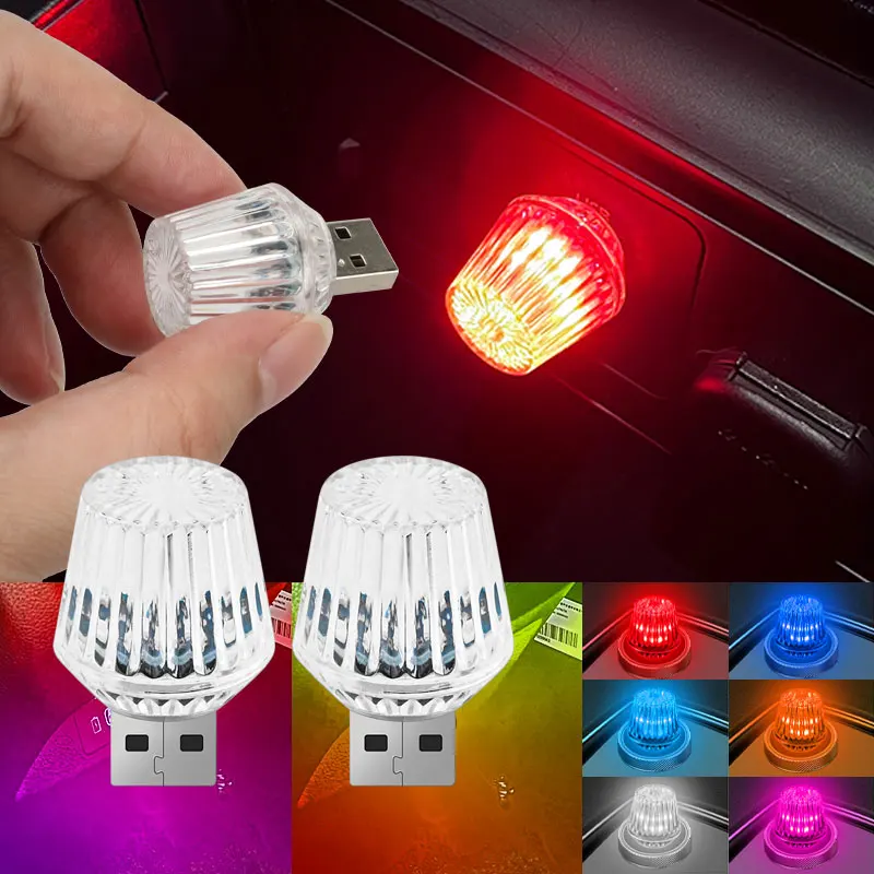 USB Mini Atmosphere light flashlight Interior lights Car ambient light rgb Decorative lamp portable Indoor sleep light Universal