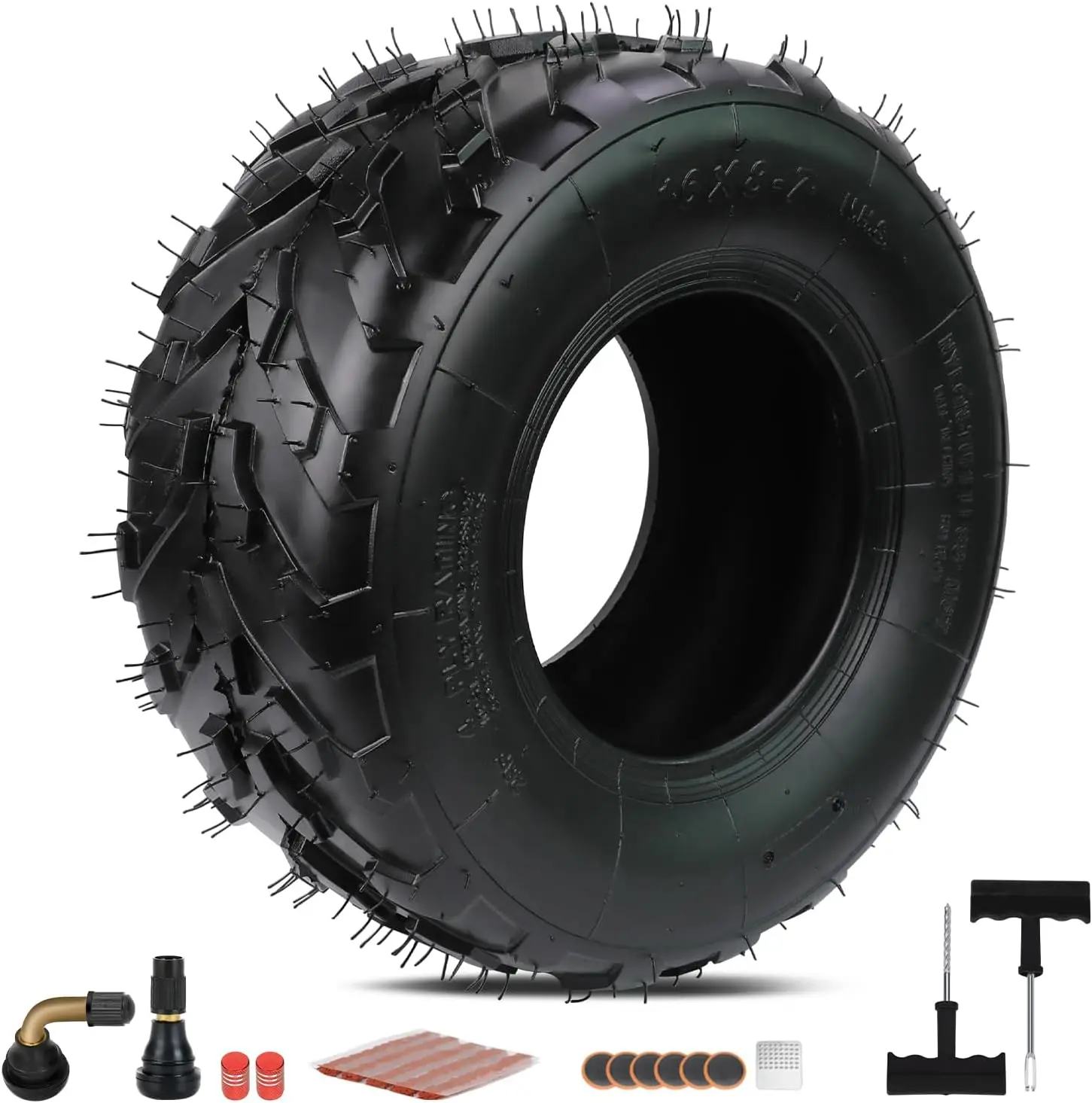 

16x8-7 ATV Tubeless Tire for 110cc-200cc Vehicles - All-Terrain V-Pattern Design