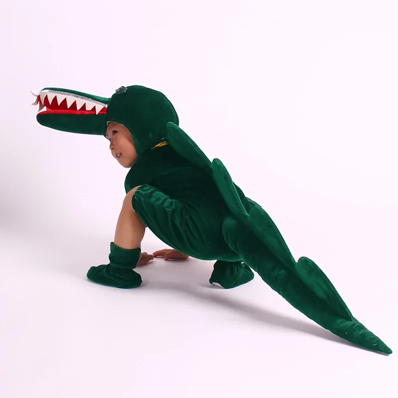 Green Unisex Toddle Children Adults Plush Animal Cosplay Crocodile Pajamas Fancy Dress Jumpsuit Costume Gifts Set Halloween