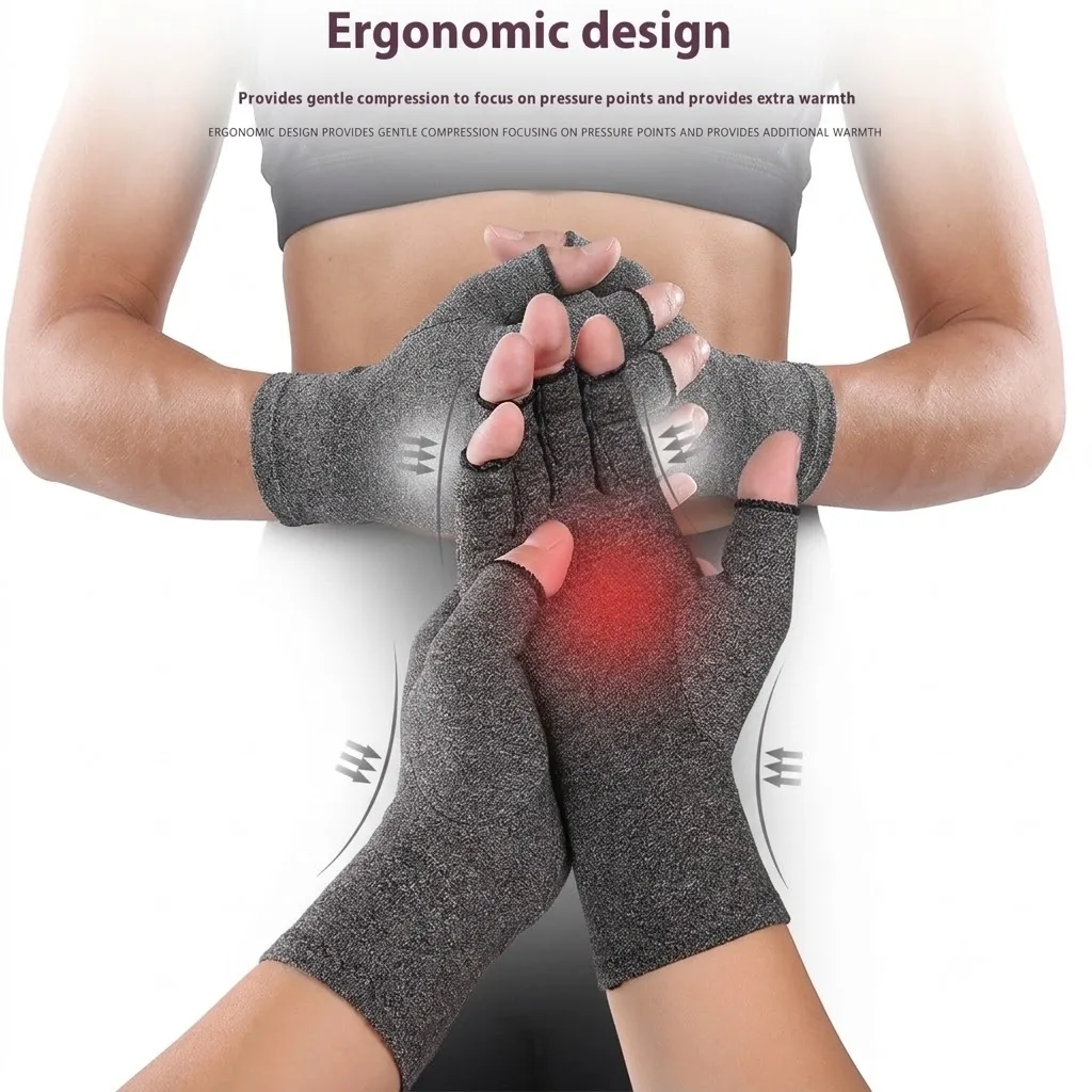 Compression Arthritis Gloves Wrist Support Therapy Wristband Half Finger Compression Gloves Joint Pain Relief Cycling Gloves