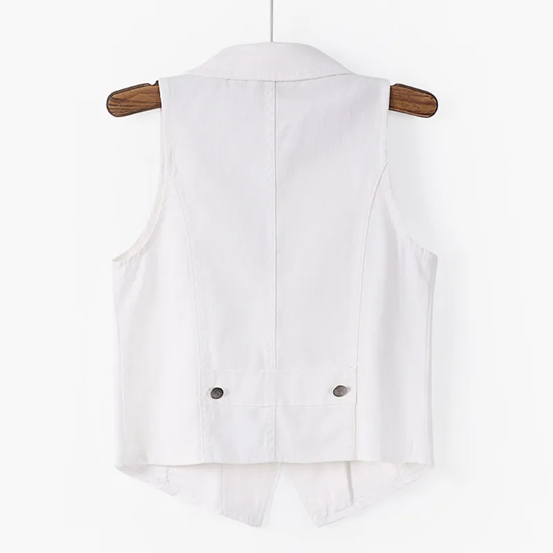 Women's Denim Vest 2024 New Ladies White Jean Jacket Fashion Waistcoat Summer Vest Coat Outewear S-6XL Short Sleeveless Jacket