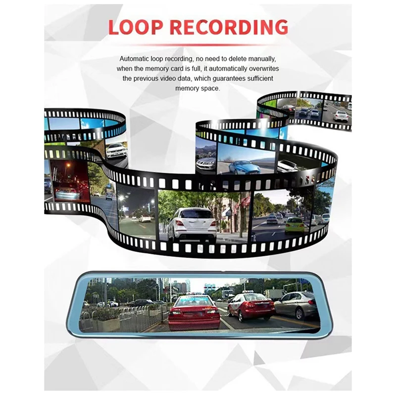 10-Inch Streaming Rearview Mirror 4K HD Full Screen Front And Rear Dual Recording Mobile Phone WIFI