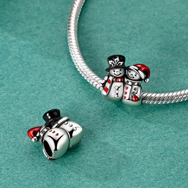 925 Sterling Silber Charm Weihnachtsmann Rentier Schneemann Winter Perlenanhänger Passend für Original Armband Armreif Luxus Schmuck – Detail 18