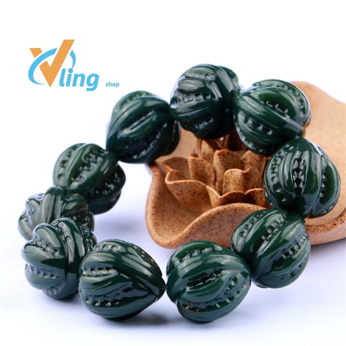 

Xinjiang Hotan Sapphire Bracelet Men's Style Lotus Flower Walnut Road Tong Pixiu Hand-String Gift Charm Jade WholesaleJewelry