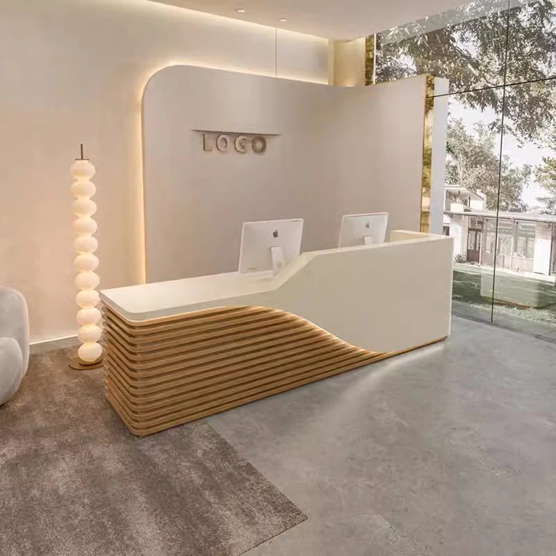 Banco reception rotondo personalizzato per sala da pranzo Banco reception bianco per hotel moderno