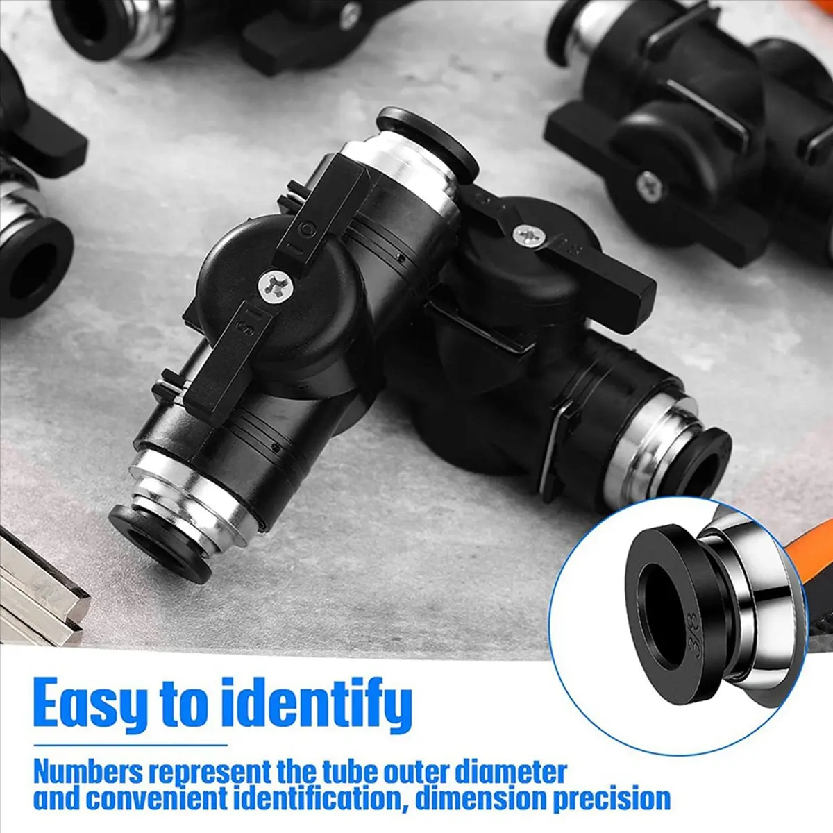 

SEO 10X Pneumatic Ball Valve Push to Connect Fittings Ball Valve Air Flow Control Valve Air Fittings Straight Quick Connect