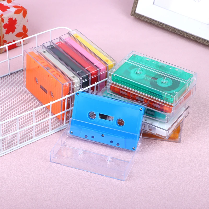 1Set Standard Cassette Color Blank Tape Player With 45 Minutes Magnetic Audio Tape Clear Storage Box For Speech Music Recording