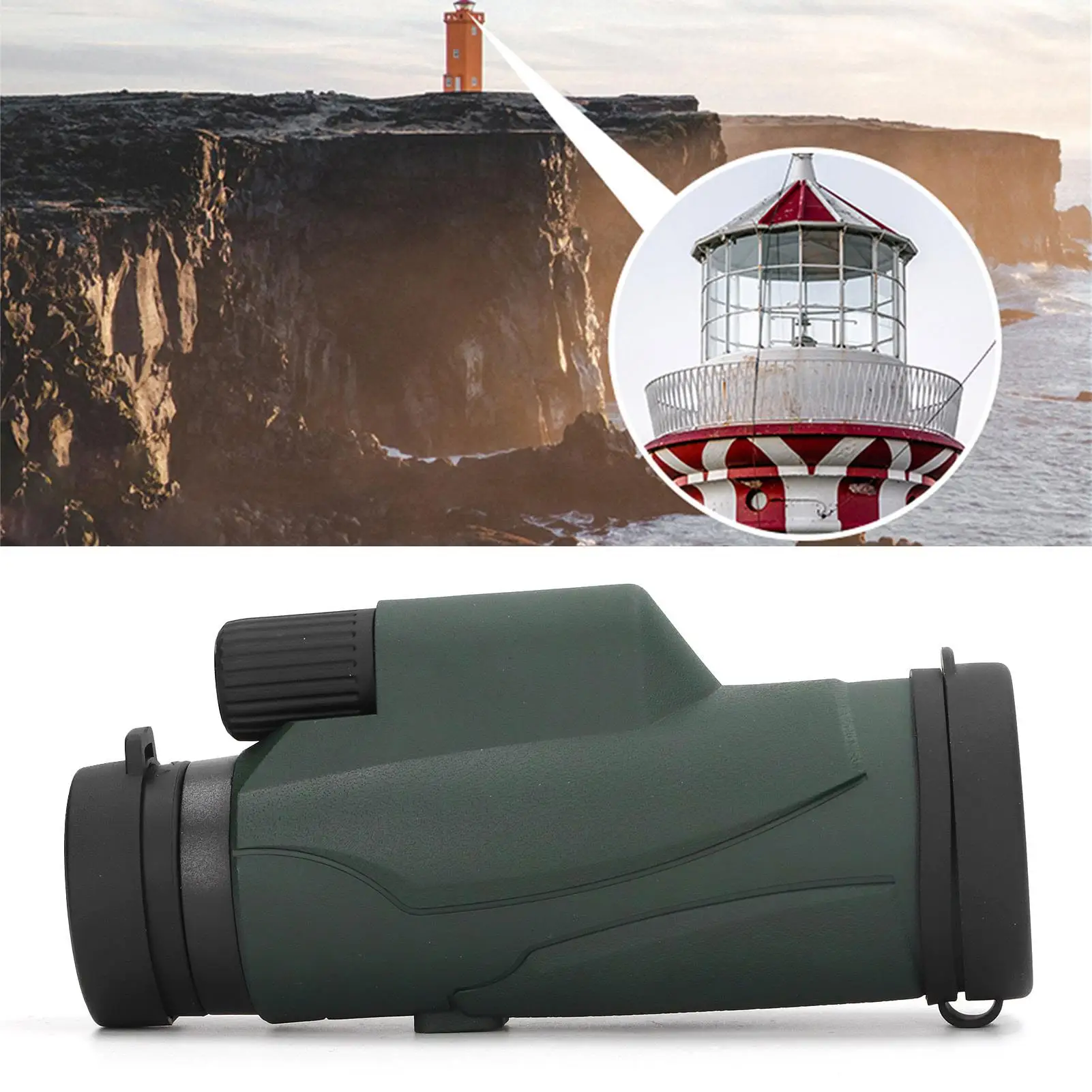 HD Waterproof Monocular Telescope with Multilayer Coating - Outdoor Night Vision, Military Green