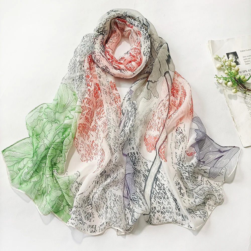 Phụ Nữ Foulard Hoa Văn Da Rắn Voan Georgette Dây Khăn Choàng Đi Biển Mùa Hè Du Lịch Chống Nắng Mỏng Thoáng Khí