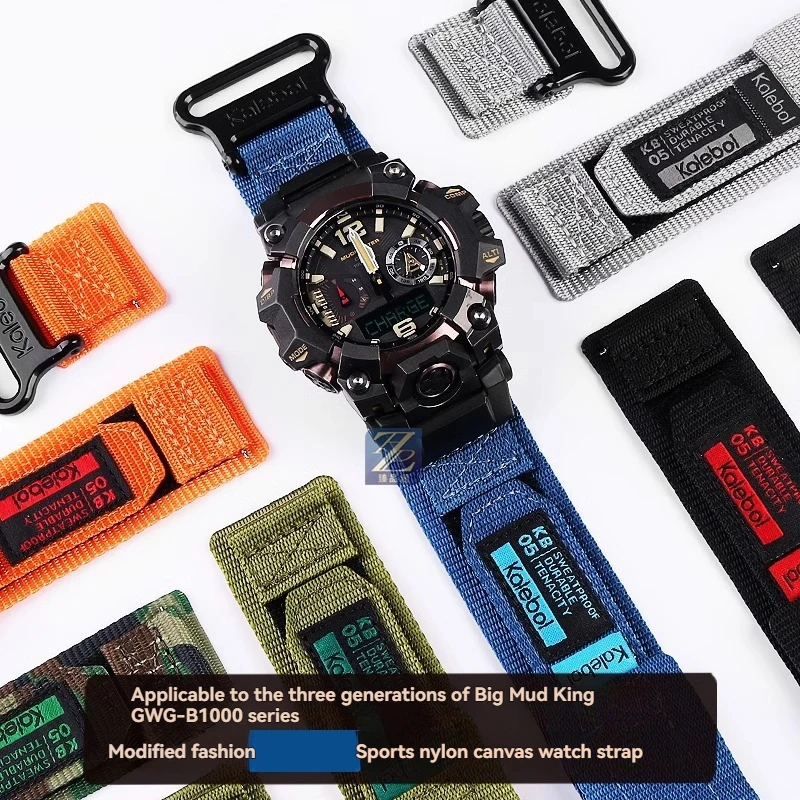 6 colors Nylon canvas Watchband Strap for Casio GPW-1000 GPW 1000 Series Modified Sports waterproof strap Men's watch accessorie