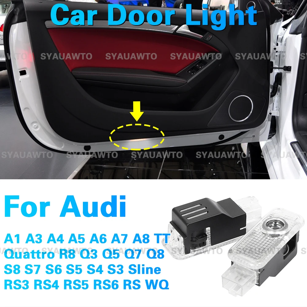 LED Car Door Welcome Light Ghost Shadow Accessories For Audi Sline S3 S4 S5 S6 S7 RS Quattro Q7 Q5 Q3 A4 B8 8P A3 A6 C7 A5 A6L