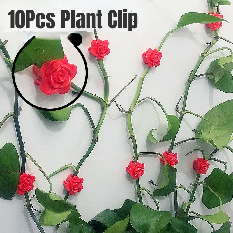 10Pcs Green Plant Climbing Wall Retainer Green Vine Clip Rose Style Seamless Finishing Buckle Line Hook