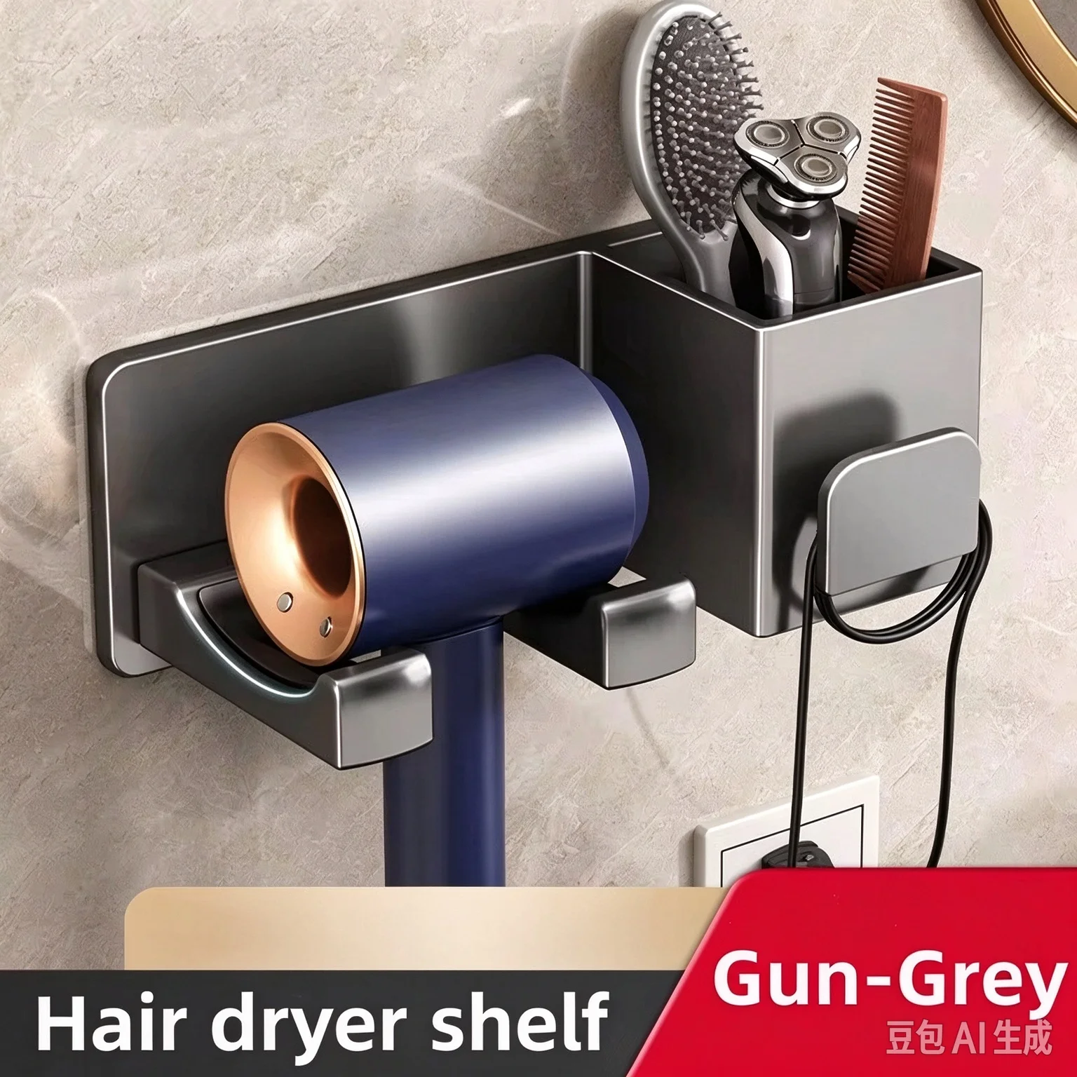 Wall-Mounted Hair Dryer Holder Cradle Stand Bathroom Organizer Box Toilet Blower Shelf Hairdryer Storage Accessory