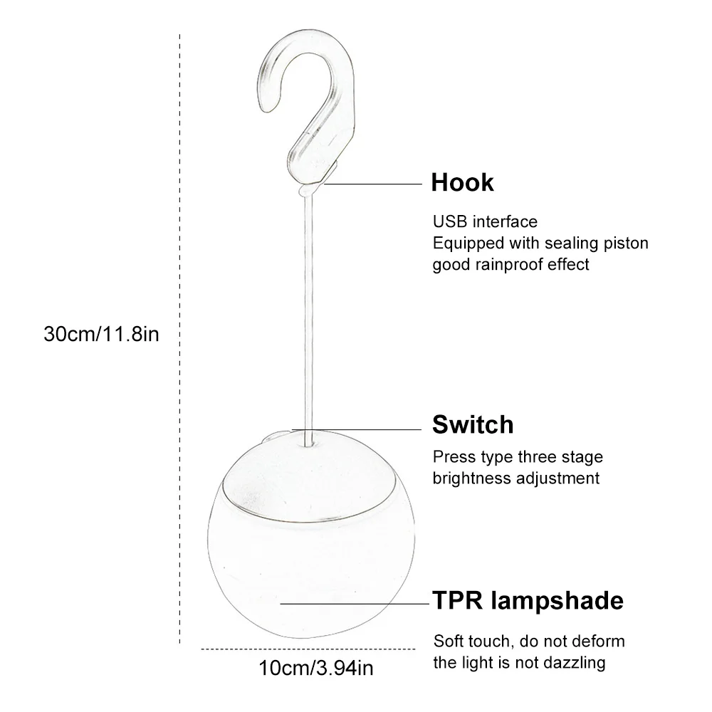 Retro Camping Lantern Rechargeable Tent Hanging Light Touch Dimming Desk Light Garden BBQ Atmosphere Lamp Outdoor Emergency Lamp