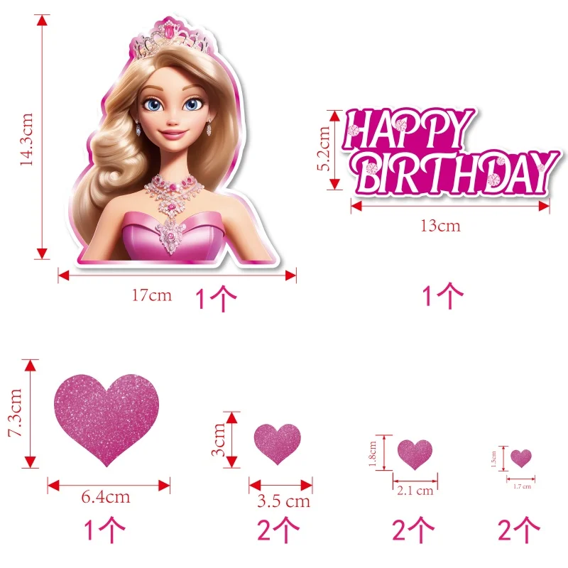 Glitter Hot Pink Girl Cake Topper per Barbie Set Glitter Doll Head Cupcake Toppers per ragazze decorazioni per feste di compleanno da donna