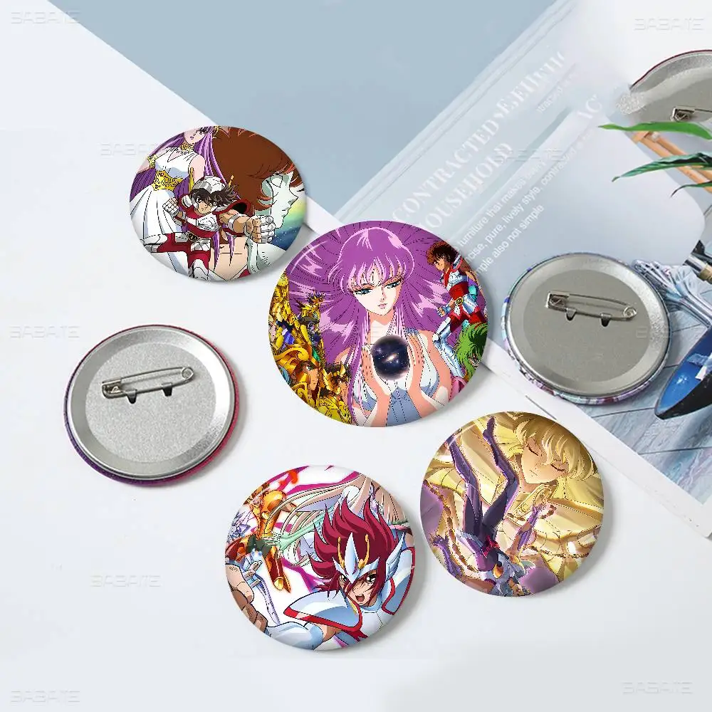Japanese Hot Anime S-Saint Seiya Soft Button Pin Bright Printed Icon Gift For Friends Badge Collar Brooch Lapel Pin Metal