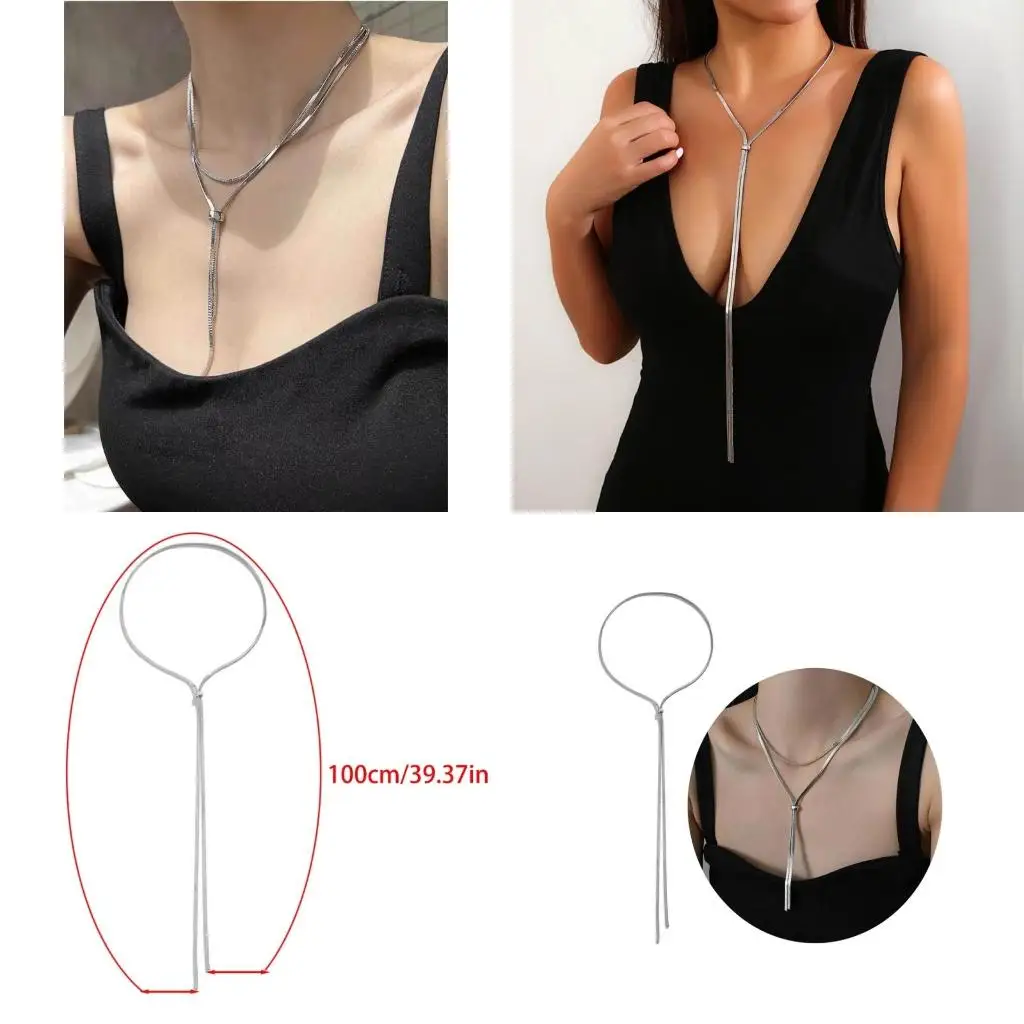 Choker Necklace Simple Long Chain Necklaces for Fashion Women Girls Charm