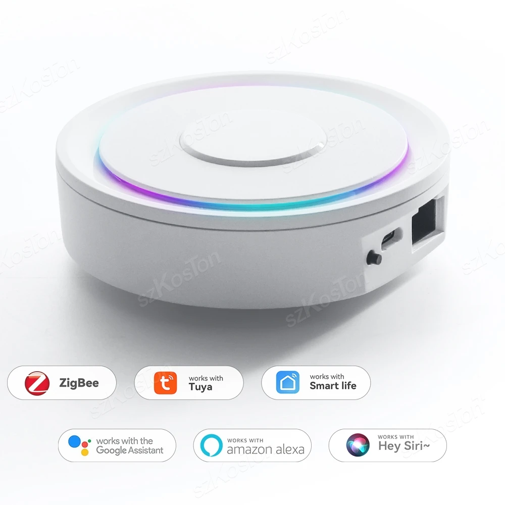 

Tuya Zigbee Gateway Smart Home Bridge Zigbee 3.0 Mesh Hub Network Cable Socket Wired Wireless Connection Works With Alexa Google