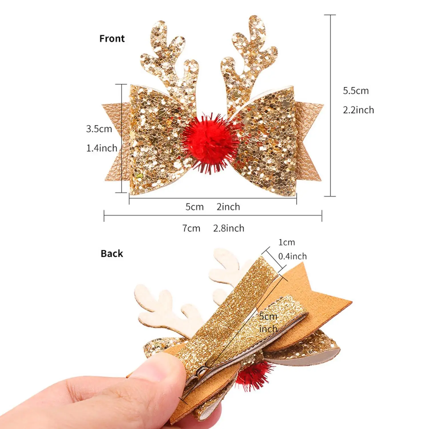 New Christmas Deer Horn Glitter Hairpin Girls Women Fashion Anlter Bow Hair Clip Barrettes Hair Accessories Xmas New Year Gift