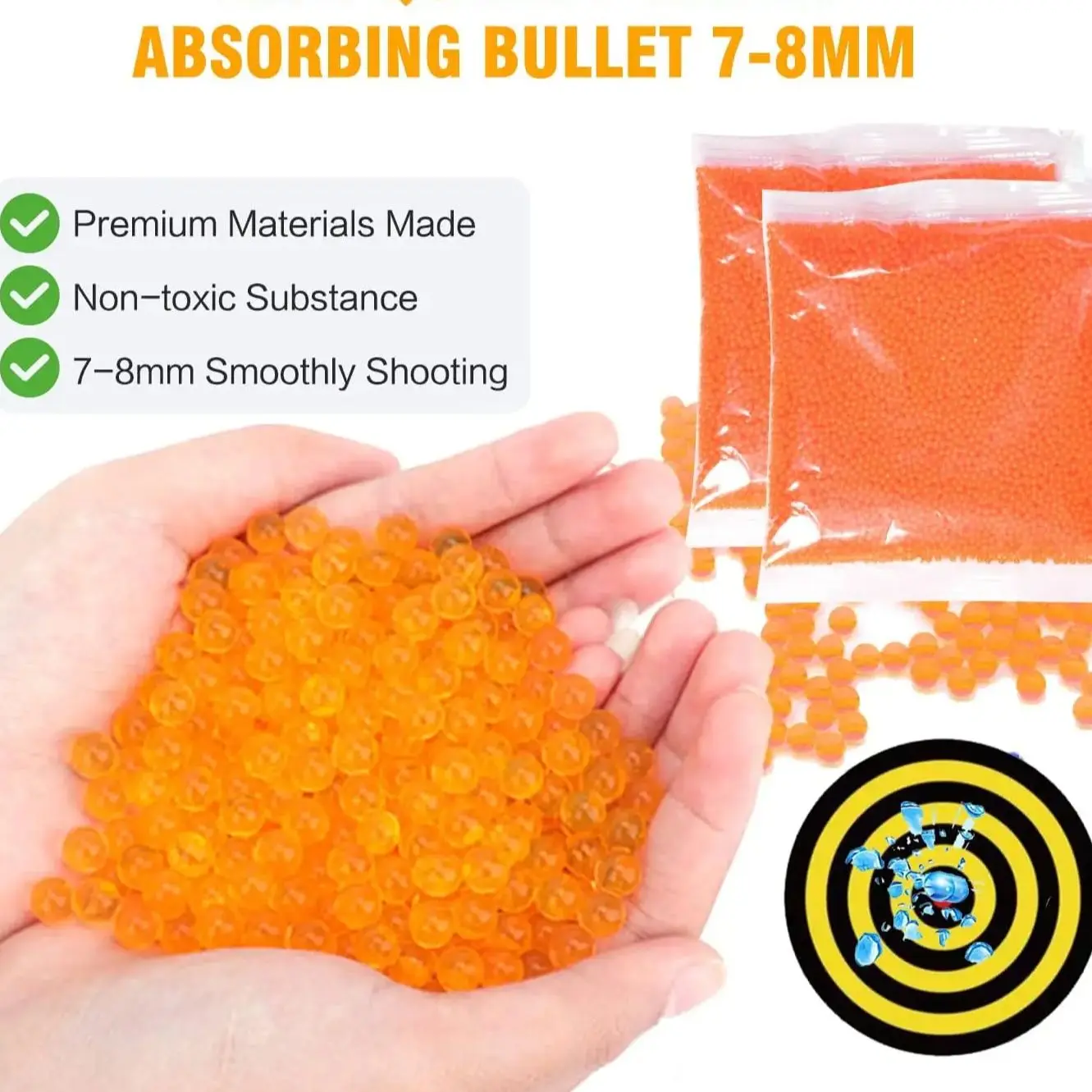 7-8mm Gel Hydrogel Water Beads Ball Polymer Gel Growing Water Ball Blaster for Orbizz Orbiez Gun Refil Ammo Family Kids Game Toy