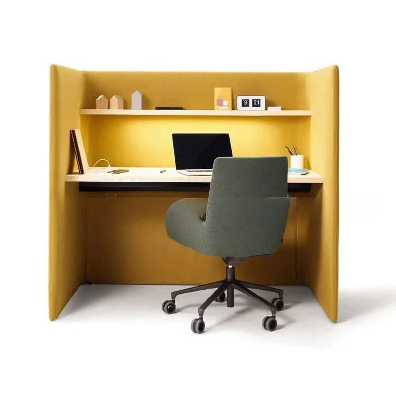 Modern minimalist semi-enclosed soft package single open workstation with screen partition office space shared computer desk