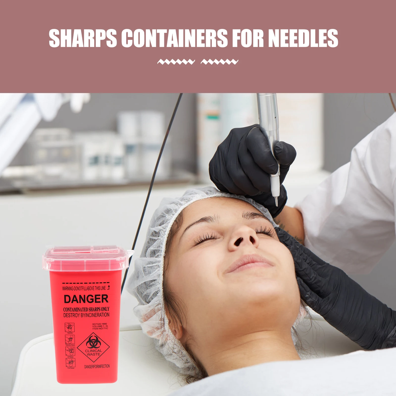 

2Pcs Sharps Collection Bucket for Tattoos Tools Disposal Containers Recycling Bin ABS Material No Leakage Crack Proof Salon