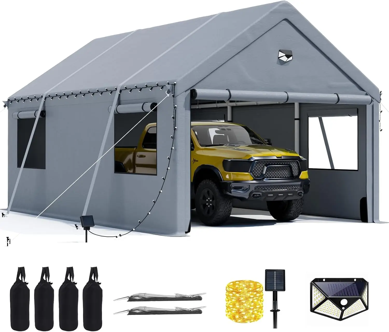10x16FT Heavy Duty Carport Canopy,Extra Large Portable Car Tent Garage with Roll-up Windows and All-Season Tarp Cover,Removable