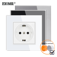 EU European Standard Wall Power Socket,Crystal Glass Panel,250V 16A,Russia Germany Spain Wall Socket for EU Round Mounting Boxes