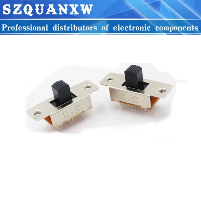 10PCS SS-23F19 2P3T-G8Double Pole Three Throw 3 Position Slide Switch 6 Solder Lug Pin DIP Type Without Fixed Pin 3A250V 6A125V