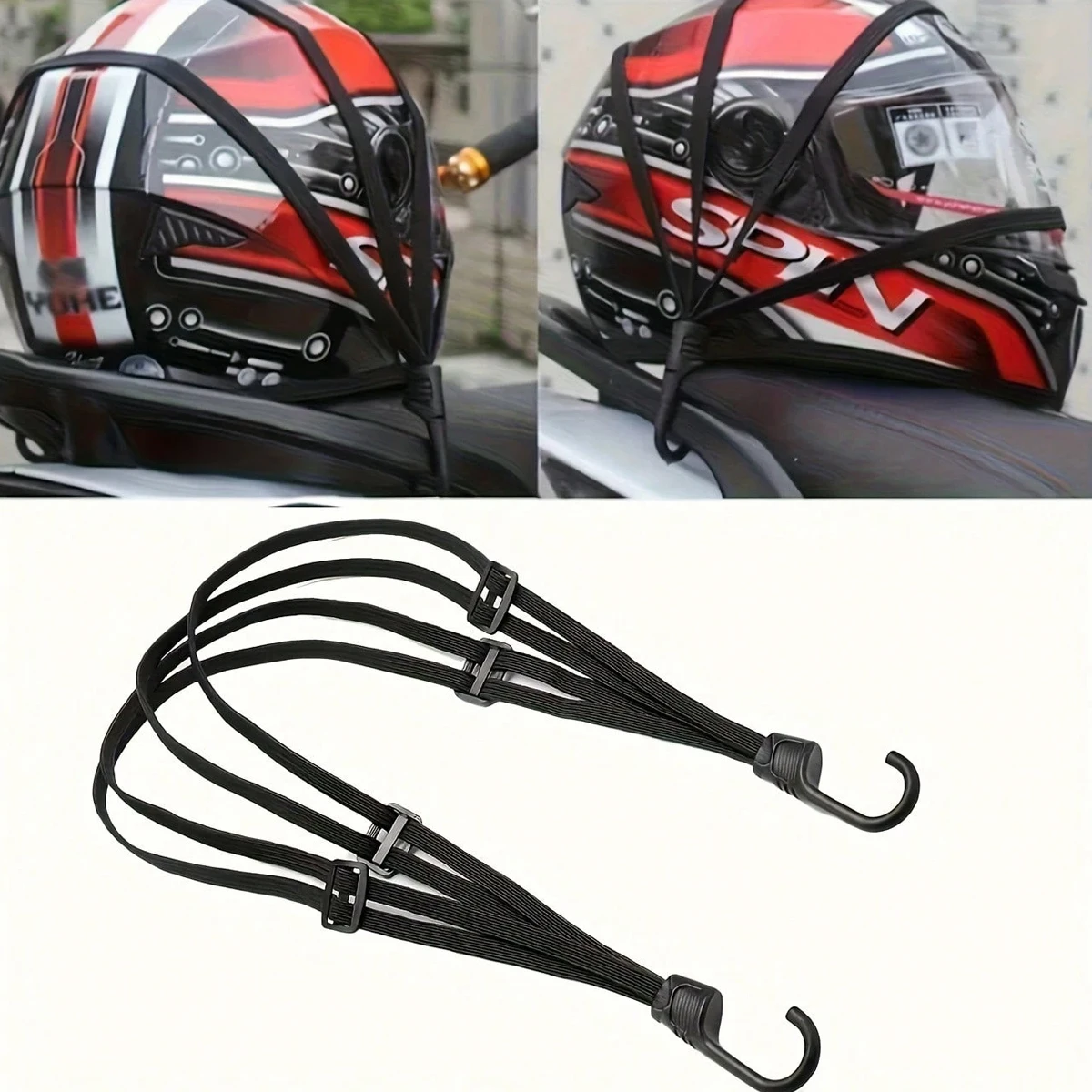 Motorrad Elastisches Gepäcknetz Aufbewahrungstasche Helm Gepäck Befestigungsriemen Haken Organizer Moto Rücksitz Gepäcknetz Zubehör – Detail 8