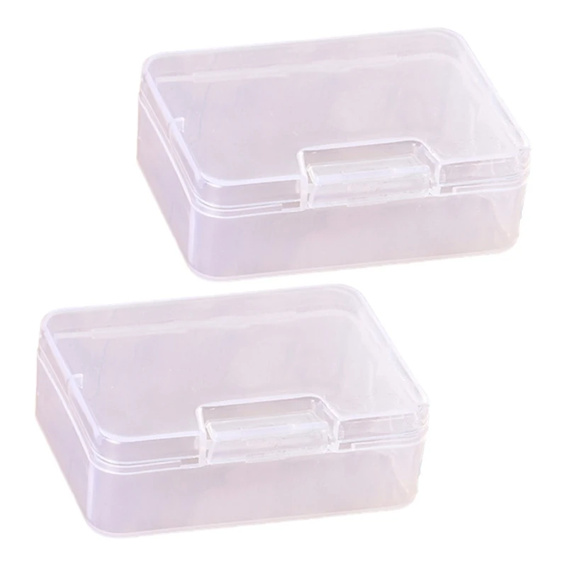 2pcs Small Clear Plastic Storage Containers Portable Plastic Beads Storage Solution With Edges For Everyday Use Dropship