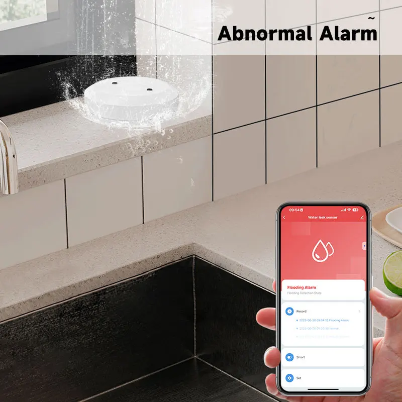 Tuya Zigbee-水浸漬センサー,水漏れ検出器,アラーム,リモートコントロール,自動モニタリング
