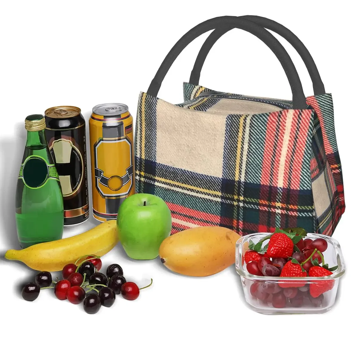 Stewart-bolsas de almuerzo de tartán para mujer y niño, bolso térmico con aislamiento, Bento Box, reutilizable, para Picnic