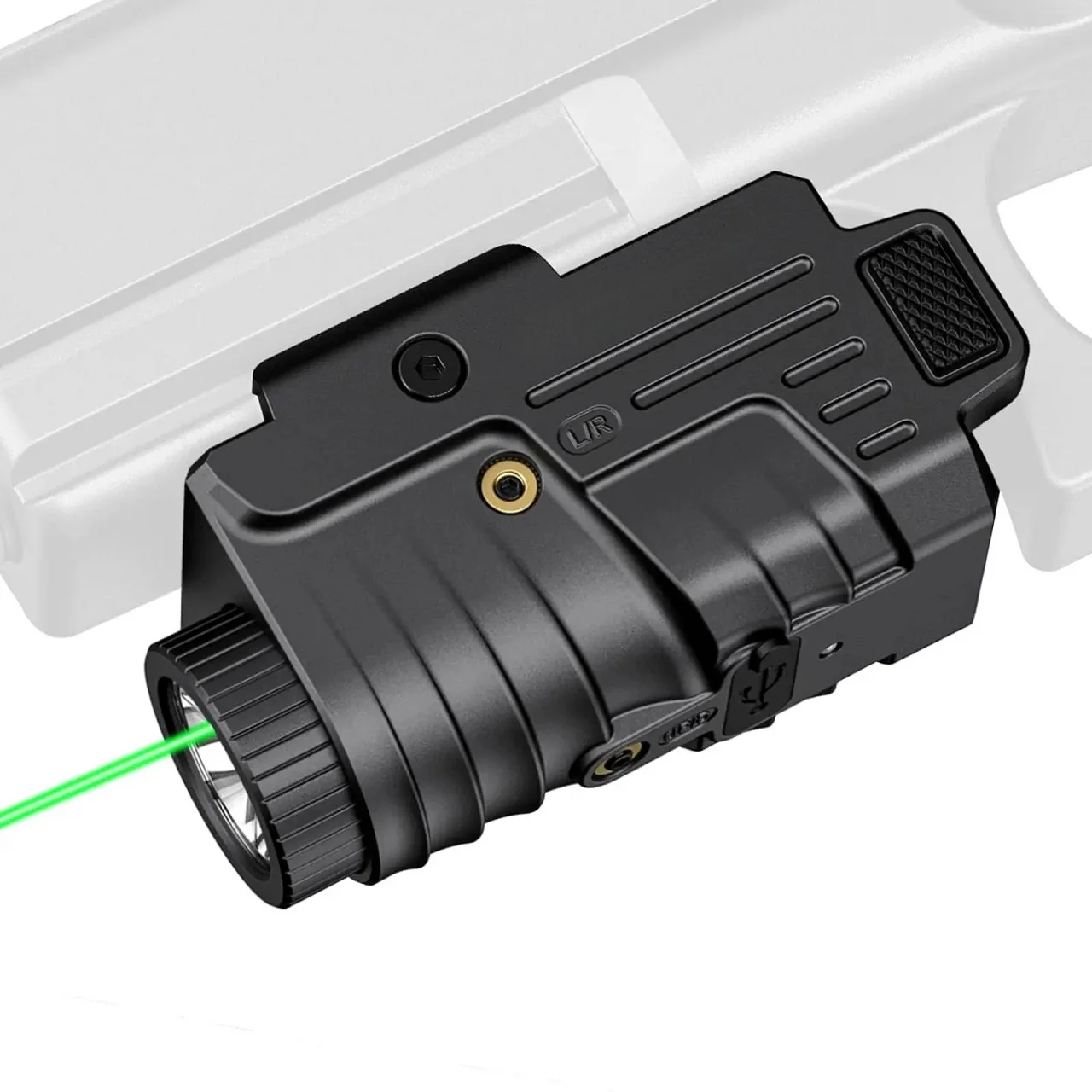 Tactical Flashlight 800 Lumens White Light And Laser LED Light with Picatinny and GL Rails USB Rechargeable Strobe Mode