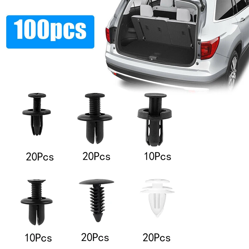 100Pc Auto Fastener Clip Mixed Car Body Push Retainer Pin Rivet Bumper Door Trim Panel Fastener Kit Car Clips