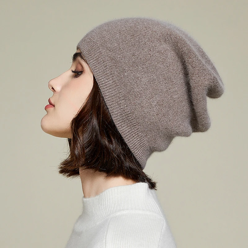 VISROVER 10 color unisex Autumn winter solid color rabbit cashmere beanies  New cashmere man woman Warm wool skullies