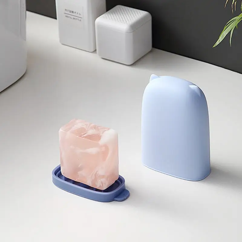 Soap Bar Holder Small Waterproof Soap Holder With Silicone Cover Shower Supplies Sealed Multifunctional Decorative Soap Dish For