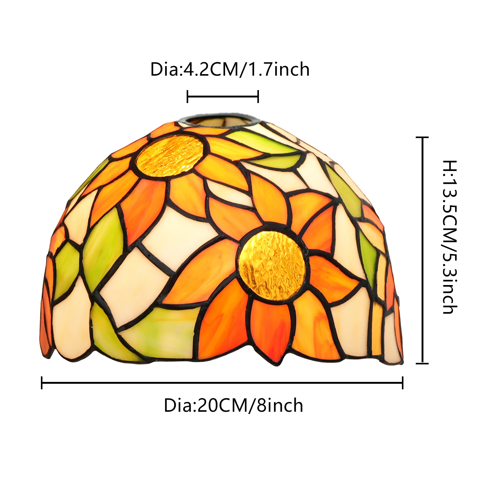 Sunflowers Lamp Shade 8 Inches Wide Accessories Replacement Baroque Style Stained Glass Lampshade for Wall Almp Pendant Light